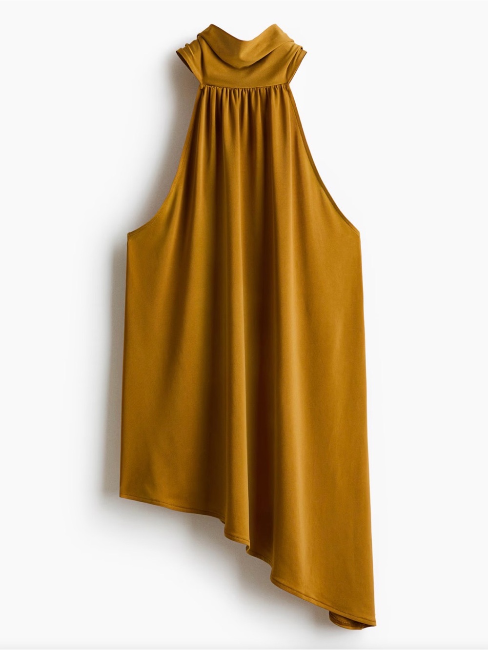 H&M Mustard Halter Jersey Asymmetrical Top